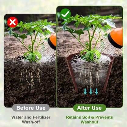 3 Pack Round Planting Grow Rings, 12" Planting Protective Round Edging, Plant Support Rings to Protects Plants, Deep Watering Plant Collars for Vegetables Herbs Flowers (Brown)