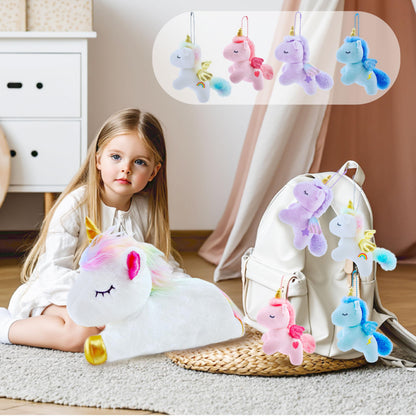 YUNCOL Unicorn Stuffed Animal,Cute Unicorn Mommy Stuffed Animal with 4 Baby Unicorns Plush in Tummy,Kawaii Unicorn Plush Toy Gift for Kids Girls Boys