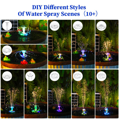 AISITIN 14W Rechargeable Solar Fountain with 4400mAh Battery, LED Colorful Lights, Remote Control & Superior Solar Glass Panels, DIY Solar Powered Water Fountain Pump for Bird Bath, Pond