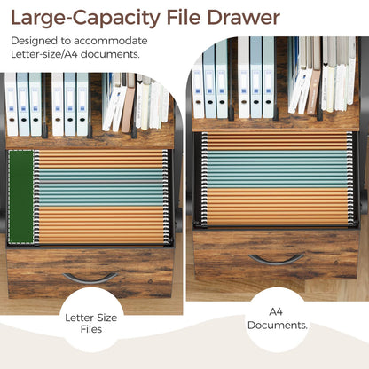 MAHANCRIS Small File Cabinet, Rolling Filing Cabinet for Under Desk with Divider, Single Non-Woven Fabric Drawer File Organizer for A4/Letter Size Documents, Under Desk Storage, Rustic Brown FCHR3001