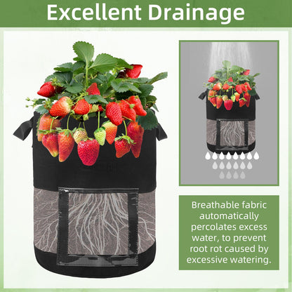6 Pack 15 Gallon Visible Potato Grow Bags, Thickened Nonwoven Fabric Pots Potato Growing Containers with Handles & Visible Flap, Plant Grow Bags for Growing Potatoes, Tomatoes, Flowers, and Vegetables