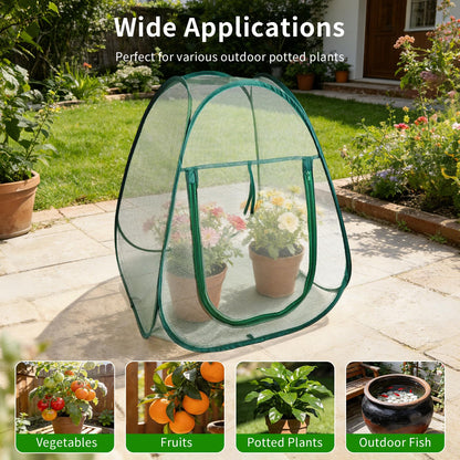 1PC Large Mesh Plant Protector Tent from Animals, 28X28X32Inch Pop Up Garden Netting Cover Green Crop Cage Plant Protection Tent to Protect Outdoor Potted Plants Flowers Fruits from Deer Birds Rabbit
