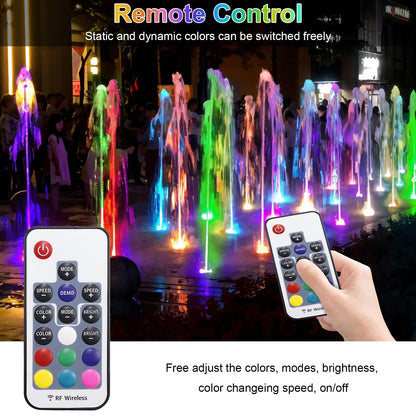 Srygery RGB Underwater Pond Lights, 20 Colors Dimmable Submersible Led Fountain Lights with Timer, IP68 Waterproof with Remote Control for Outdoor Ponds Aquarium Garden Pool (Set of 4)