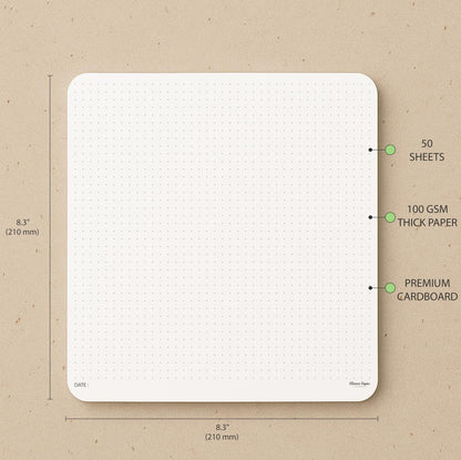 CLEVER SIGNS Mouse Pad Notepad for Professionals – 8.3" x 8.3" (210mm x 210mm), 50 Sheets – Premium Dotted Memo Desk Pad with Cardboard Back Support – Perfect for Note-taking, Planning, Sketching & Journaling