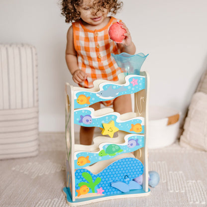 Melissa & Doug Rollables Wooden Ocean Slide Infant and Toddler Toy (5 Pieces) Ocean Themed Toys For Toddlers, Early Learning Toys For Infants And Toddlers Ages 1+ - FSC Certified