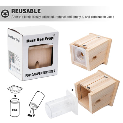 Carpenter Bee Trap for Outside - Pentroof Style Nature Hanging Wood Carpenter Bee Traps Outdoor - Best Bee Trap - Insect Traps with Removable Vault (1 Pack)