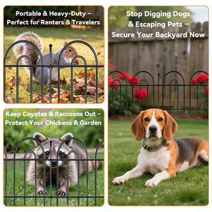 12 Pack Animal Barrier Fence, 17ft(L) x 21in(H) No Dig Garden Fence Panels with Decorative Arch Design for Dogs Rabbits, Rustproof Metal Garden Fencing for Outdoor, Lawn, Patio