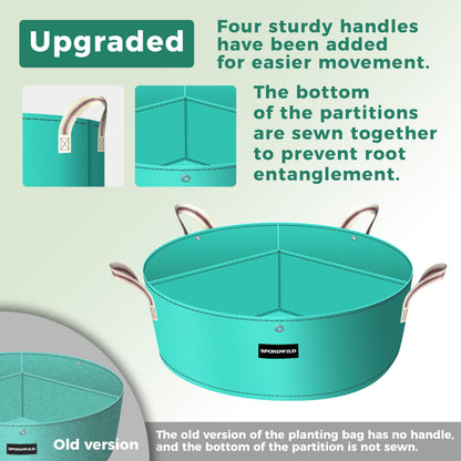 SPONDWILD [Upgraded] 2 Pack 15 Gallon 3 Compartment Potato Grow Bag,Vegetable Growing BagThickened PE Garden Pots with Drainage Holes Branch-Binding Holes, Reusable Plant Bag for Vegetables、Flowers