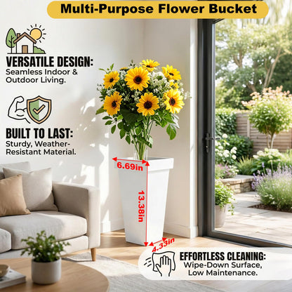 VITNSVILE Mobile Metal Flower Plant Stand, 360° Rolling Flower Display Stand for Indoor Outdoor, Space Saving Flower Bar Stand for Patio, Garden Event White, Black, Gold (White L33.4*W31.4*H*40.5in)