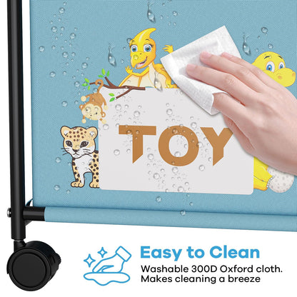 AIJIAMEIER 180L Kids Extra Large Toy Box with Wheels for Boys Girls, 31.5" x 15.7" x 23.2" Big Toy Chest with Handle, Toy Storage Organizer for Living Room Area, Stuffed Animals, Clothes(Blue, 1PC)