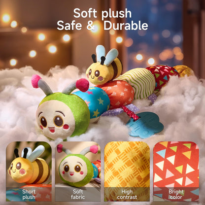 TUMAMA Baby Toys for 0 3 6 9 12 Months, Caterpillar Sensory Toy, Infant Baby Stuffed Animal Activity Soft Toys with Teether, Tummy Time Sensory Toys, Newborn Infant Sensory Toys Birthday Gifts
