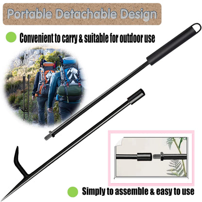 Fire Poker for Fire Pit, Heavy Duty 34-Inch Solid Steel Fireplace Poker, Portable Removable Design Poker Fire Poker for Fire Pit Outdoor Fireplaces Solo Stove Campfires & Indoor Use