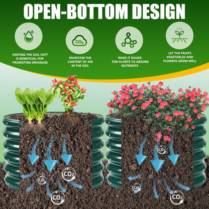 TBMLC 17" Tall Elevated Round Metal Rised Garden Bed- 2'x2' in Size and 0.8MM Thick Durable Planter Box for Vegetables Flowers Succulent at Patio/Garden Outdoor (Dark Green, 2FT Diameter)