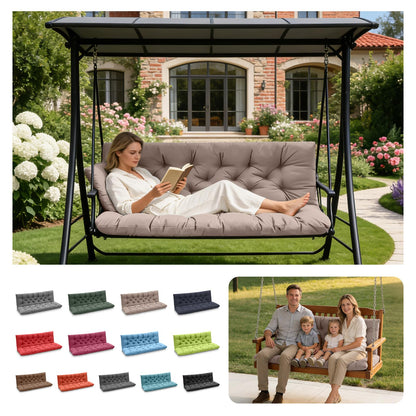 LCYY.TG Porch Swing Cushions, Outdoor Swing Replacement Cushions 3 Seater with Backrest, Waterproof Bench Cushion with Ties,for Patio,Porch, Garden,Backyard