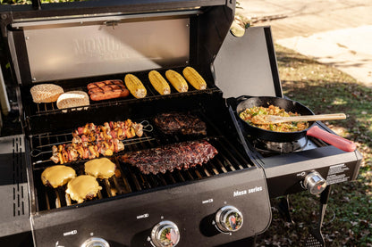 Monument Grills 3+1 Outdoor Barbecue Stainless Steel Propane Gas Grill, 3 Burners & 1 Side Burner 48,000 BTU Patio Garden Grill with Knob Controls, Mesa325, Black