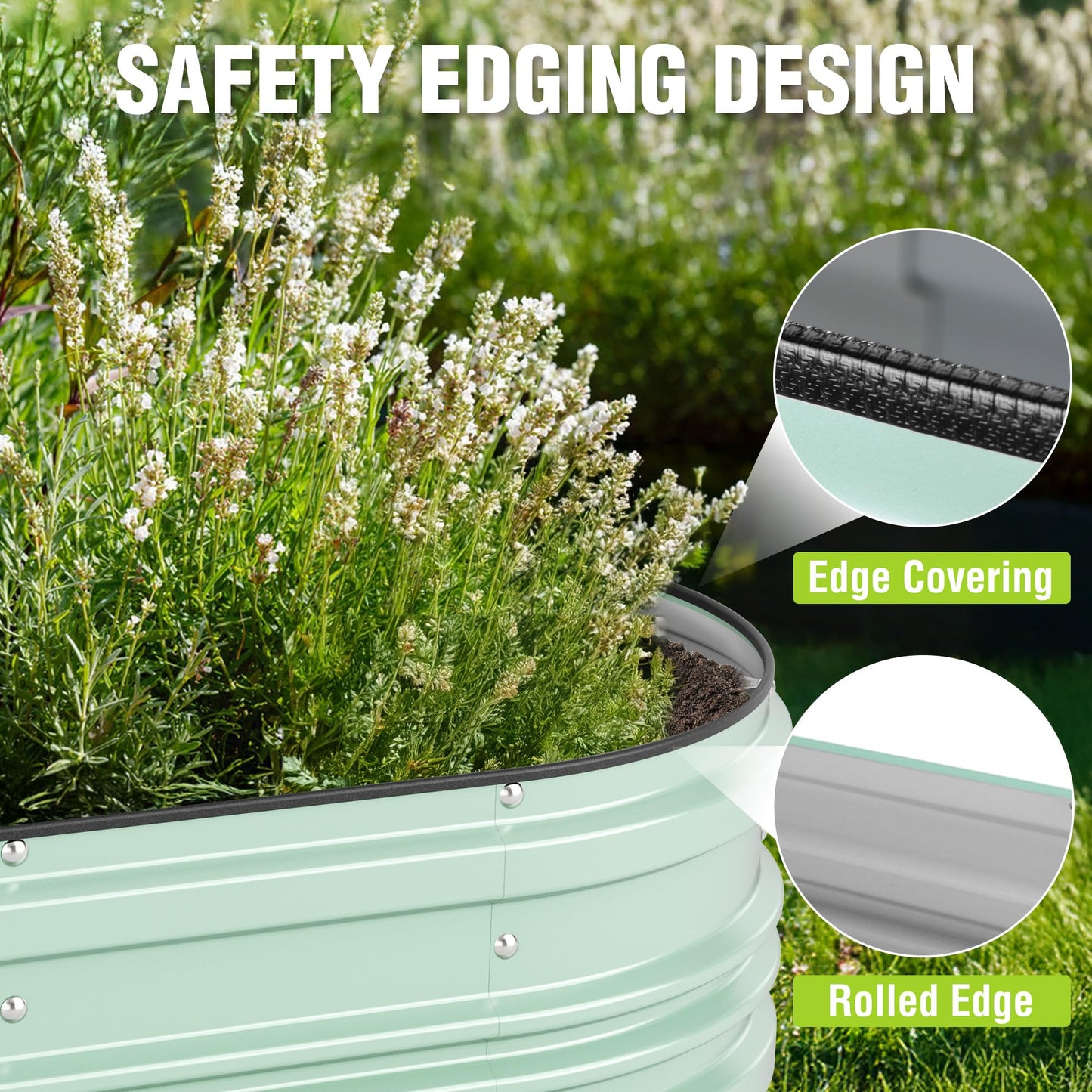 WORKPRO 2PK 4x2x1ft Galvanized Raised Garden Bed Set, Rust & Corrosion Protection, Easy Assembly, Safe Edge, Ideal for Vegetables & Flowers, Light Green