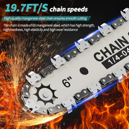 Mini Chainsaw Cordless, 6 inch Electric Chain Saw, With power display for Wood/Tree Cutting, Garden & Household Use Stocking Holiday Gifts for Men, Fathers & Gardening Enthusiasts