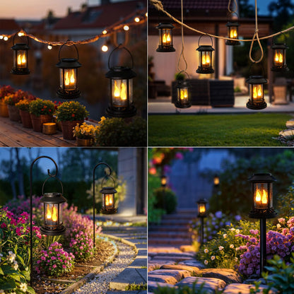 Beautyard 6 Packs Outdoor Solar Candles Lights Flickering Decorative Lantern Stake Lighting for Garden, Backyard, Lawn, Pathway, Patio Accessories and Decor ( Small 6 Pack , Black )…