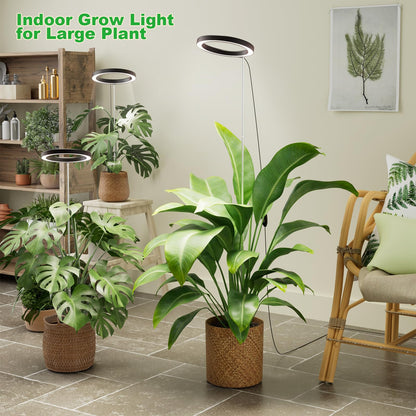 10" Grow Lights for Large Indoor Plants, Full Spectrum Indoor Plant Light for Indoor Growing with Timer,Height Adjustable Auto On/Off 3/9/12H, 9 Brightness,Led Tall Halo Grow Light for House Plants