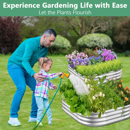 RAYKEEP Raised Garden Bed Kit Outdoor, 2pcs 3x3x1FT Galvanized Oval Planter Box, Large Metal Garden Boxes for Planting Vegetables, Fruits, Flowers