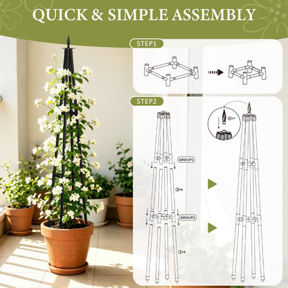 Obelisk Trellis for Climbing Plants Outdoor,4.0 Ft Garden Trellis for Potted Plants, Metal Trellis with Anti-Rust Coated for Potted Plants Indoor, Plant Support for Vegetables, Vines