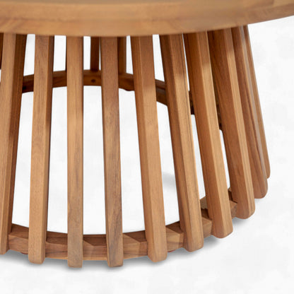 Christopher Knight Home Hakee Acacia Wood Patio Coffee Table, Round Coffee Table with Unique Wooden Base, Stylish Indoor/Outdoor Table, Easy Assembly, 31.5" x 31.5" x 16", Light Teak