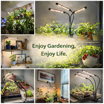 SDOVUERC 3head Plant Lights, 2Pack Grow Lights for Seed Starting, Full Spectrum Growing Lamps with Clip for Indoor Plants, Auto ON & Off Timer 3/9/12H, 3 Switch Modes, 10-Level Dimmable Brightness