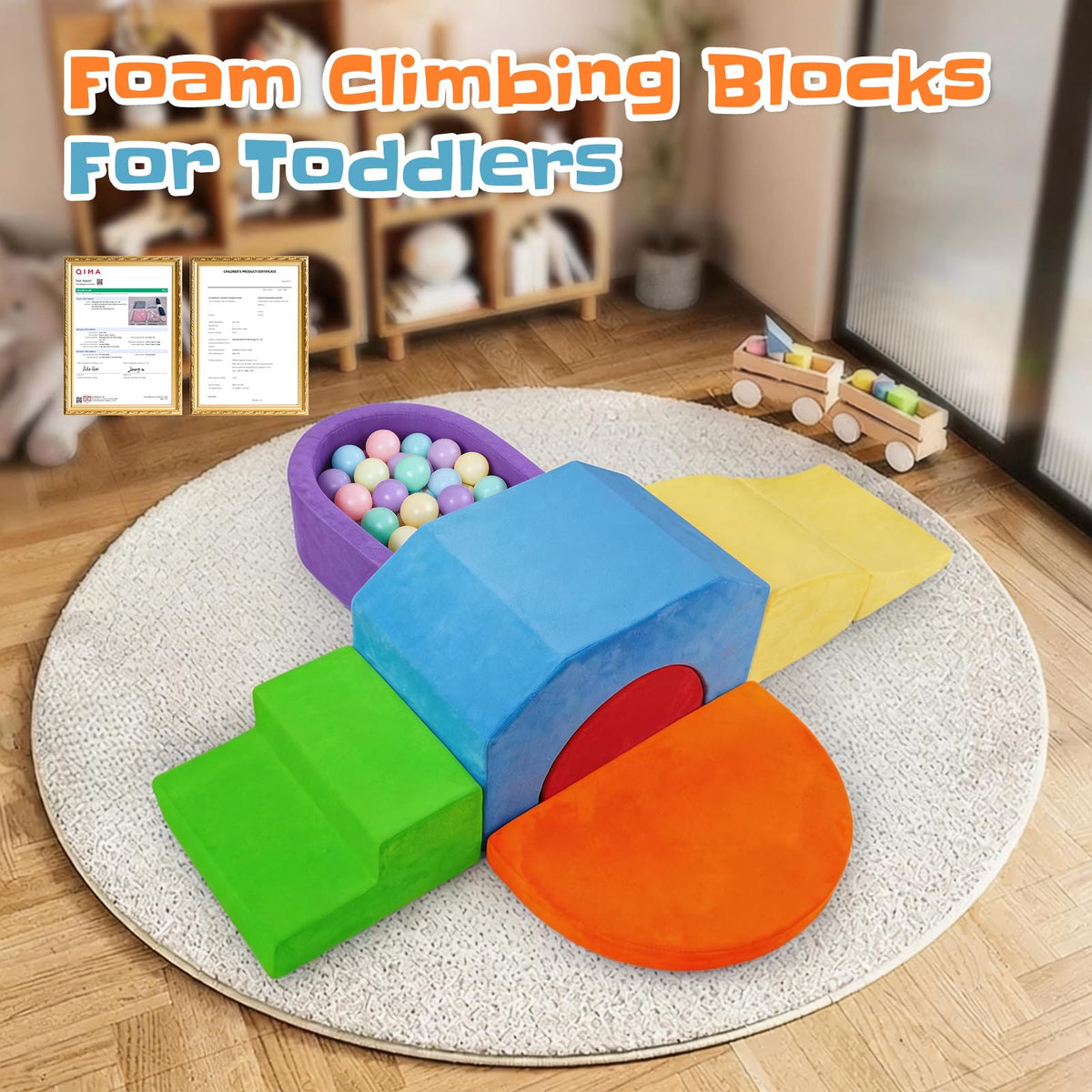 DOGERN 6-Piece Soft Foam Climbing Blocks for Toddlers & Babies – Indoor Baby Climbing Toys Set, Toddler Foam Play Gym with Non-Slip Base, Sensory Play Climber, Indoor Climb and Crawl Activity Play Set