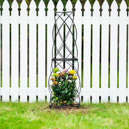 GOOOXIM 35-Inch Metal Garden Obelisk Trellis for Indoor & Outdoor Plants – Durable, Weather-Resistant Support for Climbing Vines, Roses, and Flowering Bushes – Decorative Potted Plant Structure