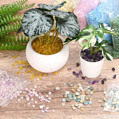 M METERXITY 1.1lb/500g Assorted Tumbled Chips Stone, 5-7 mm Crushed Crystal Quartz Pieces for Vases Filler/Aquarium/Succulent Plants Decor, Irregular Shaped Stones [Dark Blue]
