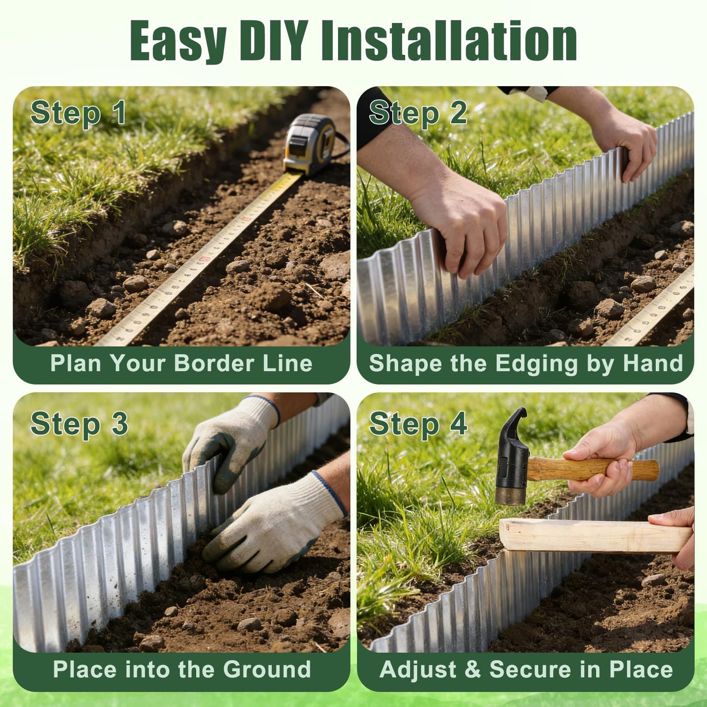 FEED GARDEN Heavy Duty Galvanized Steel Garden Edging 6 Inch x 40 Feet – Rust Resistant Metal Landscape Border, No-Dig Flexible Lawn Edging for Flower Beds, Yard & Walkways