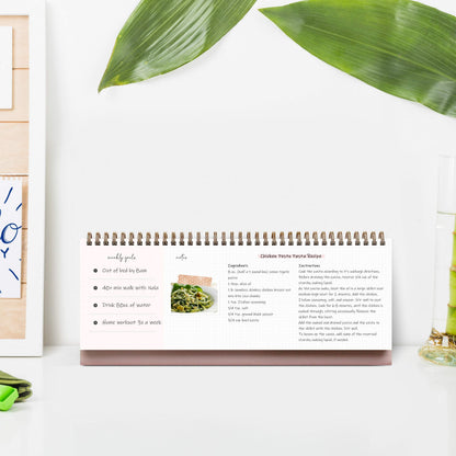 Belle Fleur Non-Dated Spiral Weekly Desk Calendar Planner, 60 Week Inspirational to Do List Pad Desktop Stand, 3.75" x 10.5", La Lune Collection by Bright Day