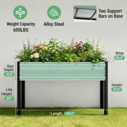 WORKPRO 48x24x32in Outdoor Galvanized Raised Garden Bed with Legs, 600LB Elevated Planter Box for Vegetable, Flowers, Herbs, Light Green