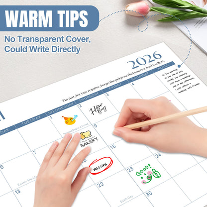 Gannyfer Desk Calendar 2026-2027 with Desktop Mat, Simplified Large 22" x 17" Desktop Pad Calendar, 18 Month Desk Calendar 2026, Use Now to Jun 2027, Office Supplies Perfect for Home School and Office - Blue
