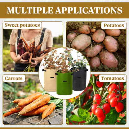 Yinder 20 Pcs 10 Gallon Potato Grow Bags with Flap and Handles Thickened Aeration Fabric Pots Garden Bags Potato Growing Containers Vegetable Garden Planter Bag for Plant Fruit(Classic Color)