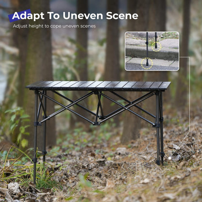 Byliable Camping Table Folding Portable Camp Aluminum Fold Up Lightweight Roll Up Table Adjustable Height with Carry Bag Indoor Outdoor for Camping, Picnic, Backyard, BBQ, Patio, Black