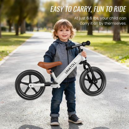 Umatoll Toddler Balance Bike for 2-5 Year Old, Adjustable Kids Toy Bicycle, Gift for Ages 2-3 Girls Boys (White)