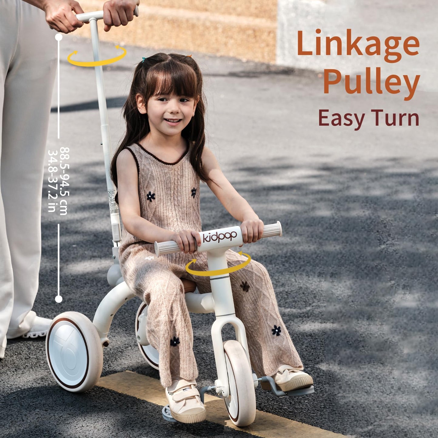 4-in-1 Toddler Tricycle with Adjustable Push Handle for 1-4 Year Old,Birthday Gift and Toy for Boys and Girls Removable Pedals Balance Bike&Scooter (Green)