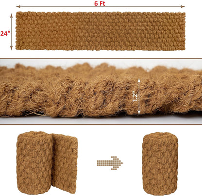 BARIEN 24” x 6 Ft Garden Pathway, 100% Natural Coco Coir Roll Mats – Hand-Woven Coir for Garden Walkway (24" x 6Ft)