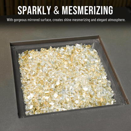 Skyflame High Luster 10-Pound Fire Glass Fire Pit Fireplace Landscaping, 1/4 inch Gold Reflective