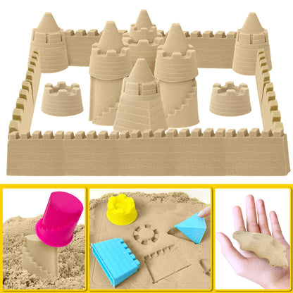 ESSENSON Construction Sensory Bin - Play Sand Kit with Toy Truck and 4lbs Magical Sand, Pretend Play Beach Sensory Toy Sandbox, Kids Gifts for Girls and Boys