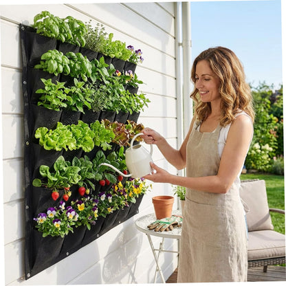 Uanqfegy Vertical Garden Planter, 36 Pocket Living Wall Planter - Thick Non-Woven Fabric Planting Bag, 39.4x39.4 Black