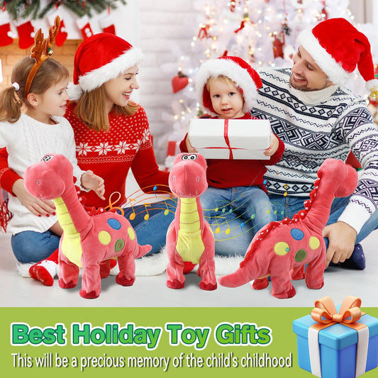 Pink Dinosaur Toys for Girls Walking Nodding, Roaring, Repeating What You Say, Touch & Button Control Eyes Turn Red Realistic Pet, Toy Gift for Kids Christmas Birthday Easter Toddlers