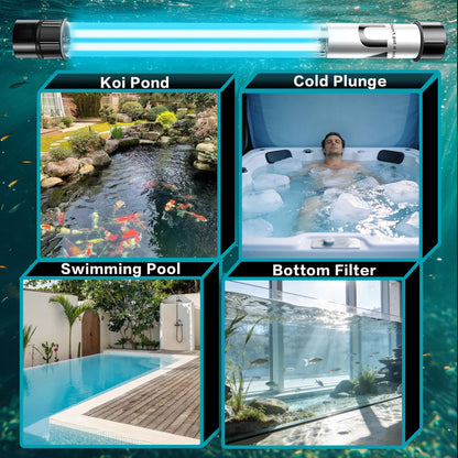 20W Pond UV Light for 100-1200 Gallon, Aquarium UV Light, UV Water Clarifier for Koi Pond, Cold Plunge, Aquarium, Swimming Pool, Spa and Fish Tank Algea Control
