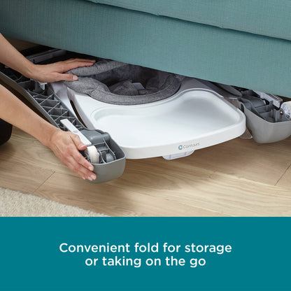 Contours Graze 2-in-1 Foldable Infant and Baby Push Walker, Seated or Walk-Behind Design, Removable and Washable Seat Pad and Snack Tray, Height Adjustable Seat Pad, Wide and Sturdy Frame - Gray/Teal
