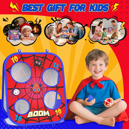 Spider Bean Bag Toss Game, 3-in-1 Cornhole Board Outdoor Toys for Kids, Family Party Activity Toddler Yard Backyard Beach Lawn Party Camping Game Toys for 3 4 5 6 7 8 Year Old Boys Girls Birthday Gift