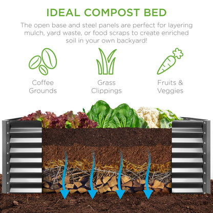 Best Choice Products 6x3x2ft Outdoor Metal Raised Garden Bed, Deep Root Box Planter for Vegetables, Flowers, Herbs, 269 Gallon Capacity, 100% Non Toxic Materials - Gray