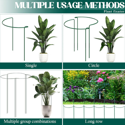 6-Pack 31.5” Plant Support Stakes, Steel Plant Cage & Peony Tomato Hydrangea Cage, Garden Stakes for Outdoor Plants, Heavy-Duty Plant Stakes, 16.7” Support + 14.8” Extension Tubes