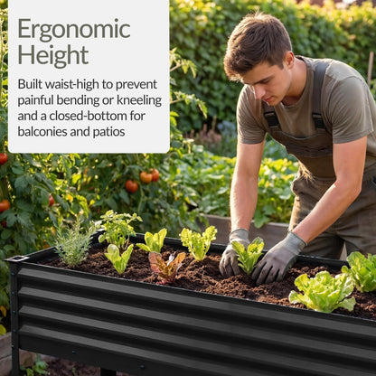 Best Choice Products 48x24x30in Galvanized Raised Garden Bed, Metal Elevated Planter Box, Vegetable Garden for Backyard, Patio, Balcony, 100% Non Toxic Materials - Black