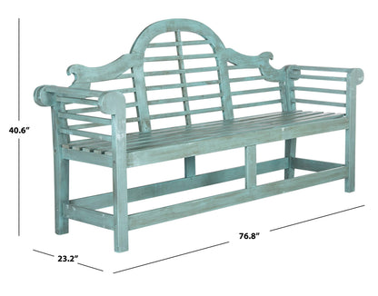 Safavieh Outdoor Collection Khara Bench, Beach House Blue